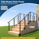 Gyykzz 42" Side Mount Stair Cable Railing Post for 36"-38" Stair Railing, Left Side Space-Saving 33° Drill Stair Handrail Deck Post for Cable Railing System Kit Indoor Outdoor Wood Concrete Gyykzz