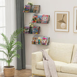 Wall Mounted Metal Kids Bookshelf, Floating Book Shelves for Kids Nursery Toddler Classroom, Hanging Book Shelf Organizer for Room Decor, Black, Set of 4 X-cosrack