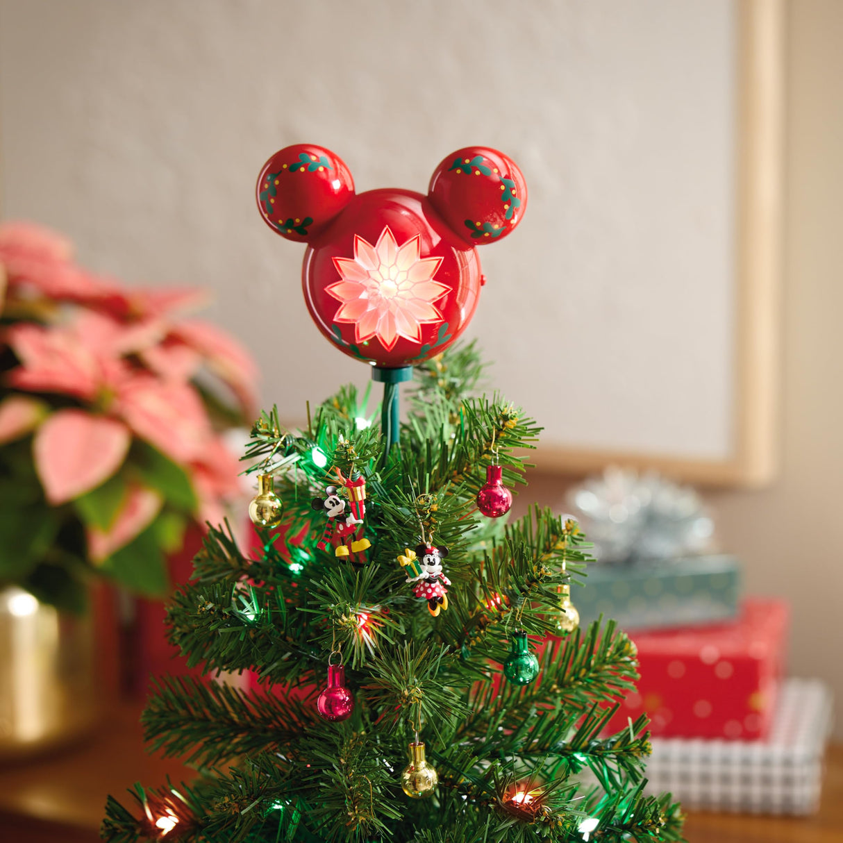 Hallmark Keepsake 3.7" Mini Christmas Tree Topper, Disney Mickey Mouse ShowToppers Musical With Light, Gifts for Disney Fans Hallmark Keepsake
