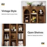 Tribesigns 5-Tier Farmhouse Arched Bookshelf, 70.87-Inch Mid Century Modern Bookcase with Open Shelves, Tall Book Shelf Vintage Display Storage Shelving Unit for Home Office, Walnut Brown, 2PCS Tribesigns