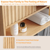 VINGLI Fluted Modern Medicine Cabinet,Bathroom Wall Cabinet Over Toilet Storage, Upper Floating Countertop Storage for Bathroom, Laundry Room,Small Hanging Kitchen Wall Cabinets (Natural Oak Color) VINGLI