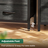 Huuger Nightstand with Charging Station, Side Table with Fabric Drawers, End Table with Open Shelf, Bedside Table with USB Ports and Outlets, Night Stand for Bedroom, Charcoal Black Wood Grain Print Huuger