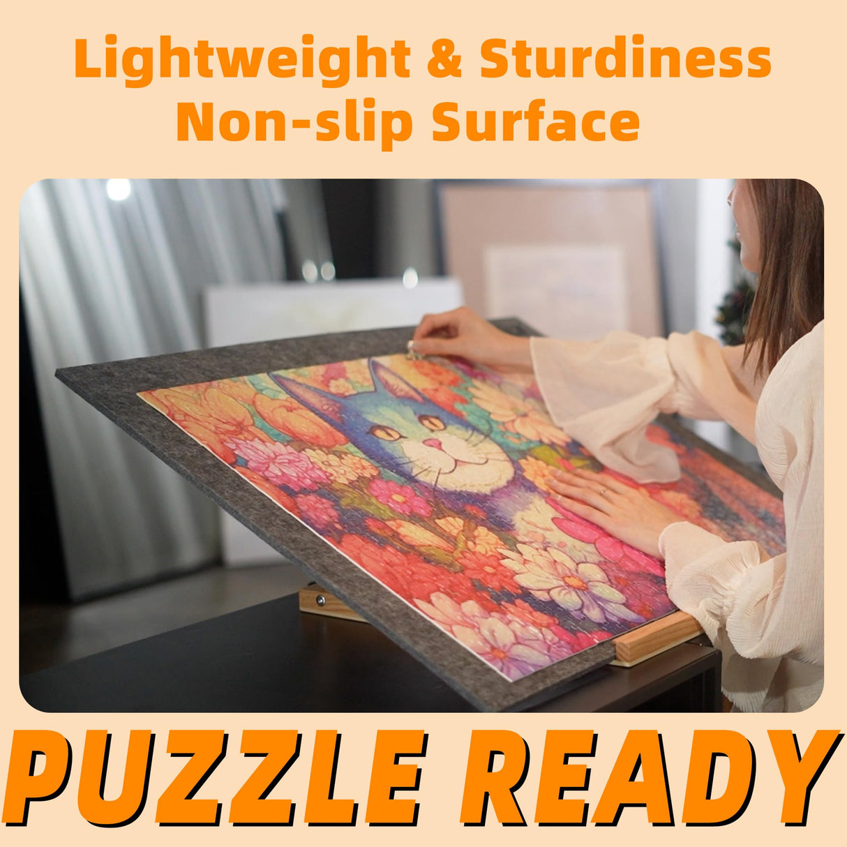 TELY Foldaway Puzzle Board Felt Mat for up to 1000 Pieces of Jigsaw Puzzle, Foldable for Easy Storage, Portable Puzzle Pad, (Black/9mm Thickness) TELY