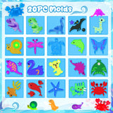 Magic Gel Water Toy Elf: 20 Aqua Squishy Maker DIY Gels with 20 Fairy Animal Mold Kits - 3D Handmade Magical Jelly Pet Craft Set for Kids CL FUN