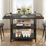 DWVO Dining Room Table 47 Inch Rectangle Dining Table for 4 People Farmhouse Kitchen Table Rustic Dinner Table with Storage Shelf and Heavy Duty Metal Legs for Home Apartment DWVO