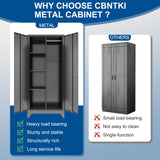 RGGCABINET Metal Storage Cabinet, Black Broom Storage Cabinets with Doors and Shelves, Tall Garage Tool Cabinet, Lockable Cleaning Closet Storage Cabinet for Home, Office, Laundry Room, Warehouses RGGCABINET