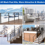 Zylorix 42" One-Stop All Black Cable Railing System Post Kit for Decks(Super Easy DIY), Include 3Pack Stair Posts for 25-35°Stairway, Complete Invisible Cable Railing Kit 1/8" with Cutter(No Handrail) Zylorix