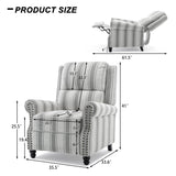 DREAMSIDEA Recliner Chair, Modern Pushback Armchair with Adjustable Backrest & Footrest for Bedroom, Living Room-Grey Stripe,1 SEAT DREAMSIDEA