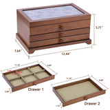 Kendal Wooden Jewelry Box for Women, Real Wooden Jewelry Holder Organizer Box with Four Leaf Clover Patterns, Graduation Gift Jewelry Boxes for Storage Earrings Rings Bracelet, Ideal Gift for Mom Kendal