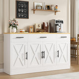Vongrasig Buffet Cabinet with Drawers, 53” Large Sideboard Buffet Kitchen Storage Cabinet, Modern Farmhouse Coffee Bar with Shelves and Doors, Wood Buffet Table for Kitchen, Dining Room, White Vongrasig