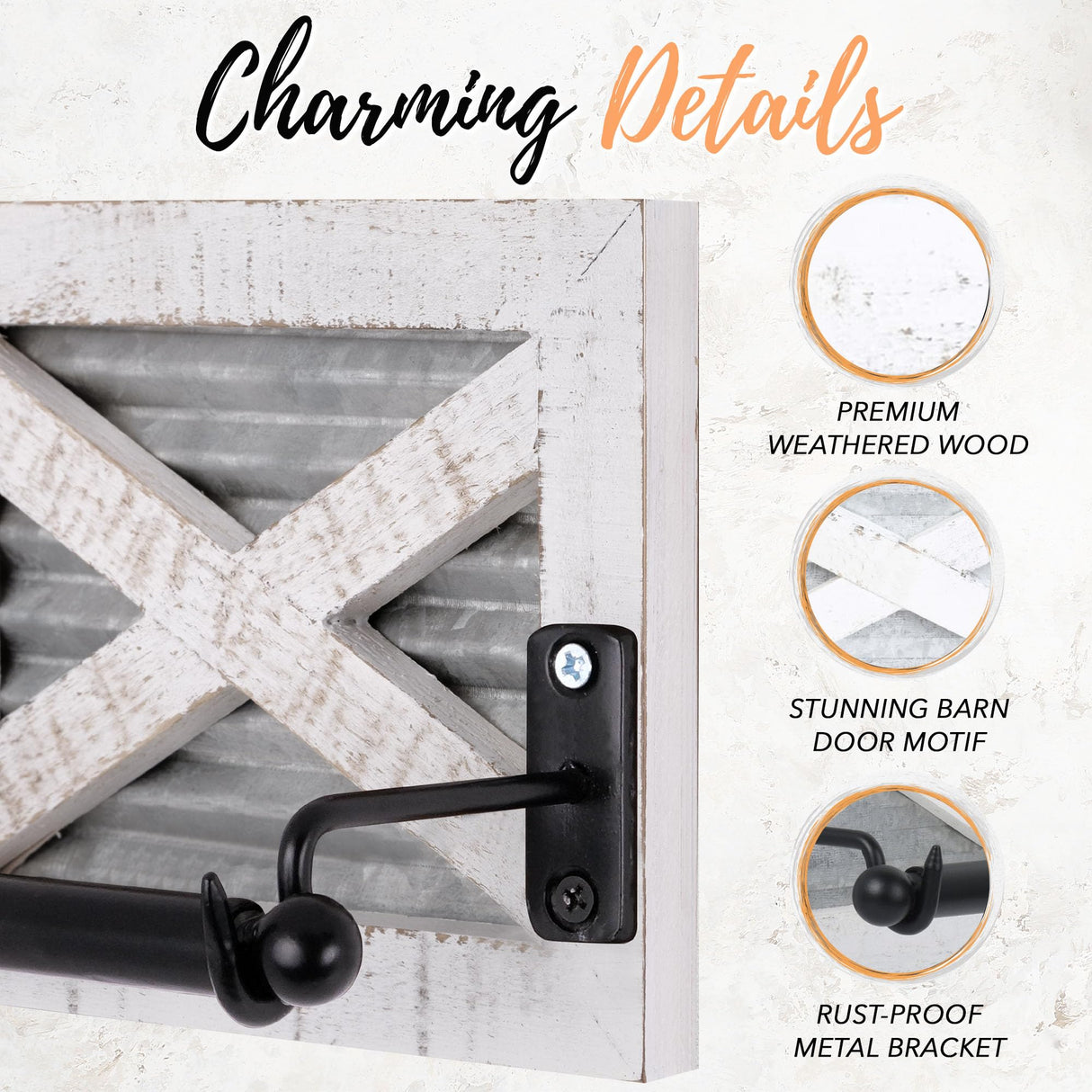 Autumn Alley White Farmhouse Toilet Paper Holder Wall - Farmhouse Bathroom Decorative Accessories Country - White Washed Wood, Galvanized Metal & Matte Black Metal - Adds Rustic Bathroom Charm Autumn Alley