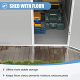 VONZOY Outdoor Storage Shed, 6x6 FT Resin Shed with Floor and Lockable Door, Window & Vents, Tool Sheds & Outdoor Storage for Bike, Garden Accessories, Tools, Waterproof (Grey & White) VONZOY