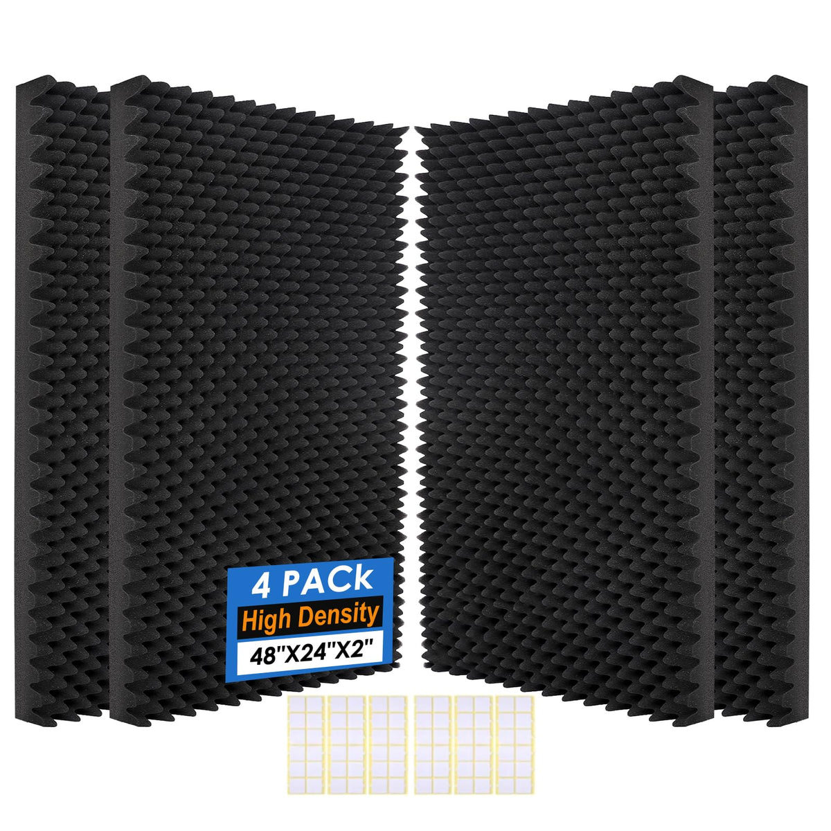 4 Pack-48X24X2 Inches Acoustic Panels, Egg Crate Foam soundproof wall panels,sound proof foam panels for walls, noise dampening panels,Sound Panels, Studio Foam for Wall and Ceiling HUIDNAI