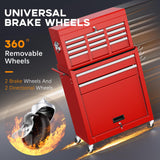 INTERGREAT Tool Chest Cabinet,8-Drawer Rolling Tool Chest with Detachable Top Tool Box, Tool Chest with Universal Lockable Wheels, Metal Tool Cart for Garage, Workshop, Barbershop(Red) INTERGREAT