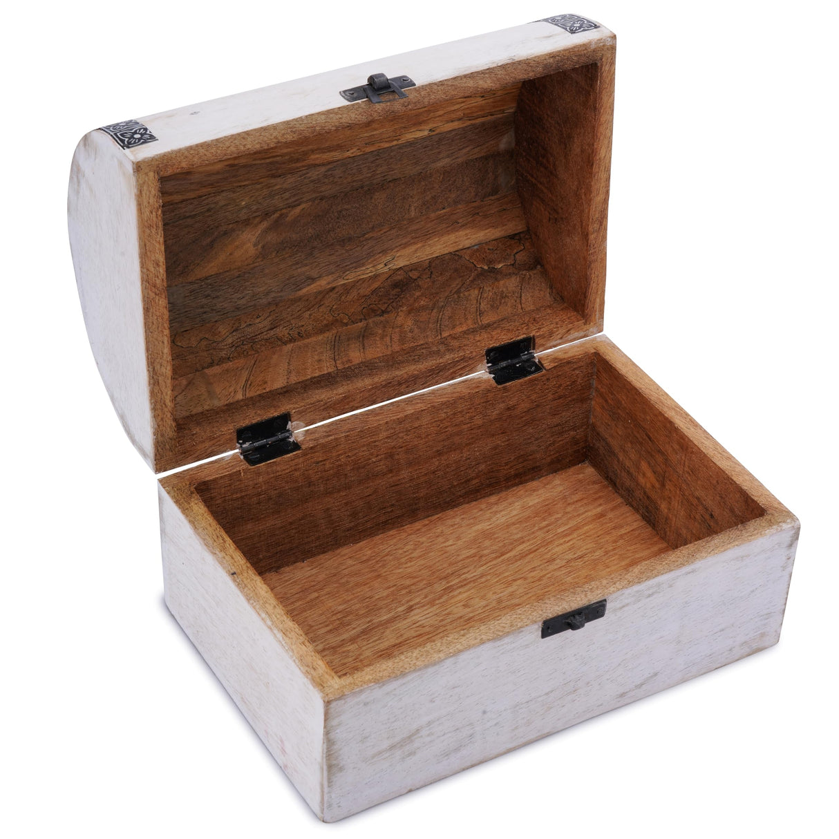 Ajuny Wooden Handcarved Decorative Jewelry Box with Mandala Flower Design on Lid Multipurpose Treasure Chest Keepsake Trinket Holder Storage Organizer Case Gifts White 9x6 Inch Ajuny