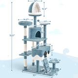 Yaheetech Cat Tree, 72.5inch Ocean-Themed Cat Tree Tower, Multi-Level Large Cat Tree for Indoor Cats with Shark's Mouth Bed & 2 Big Condos & 2 Wide Perches & Funny Toys, Blue & White Yaheetech