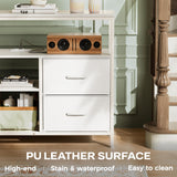 Huuger TV Stand Dresser with Power Outlets and LED Lights, 4 Drawers Entertainment Center with Open Shelf, Media Console for 50 43 Inch TV, Dresser with PU Finish, White Huuger