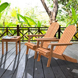 Tangkula 3 Pieces Adirondack Chair Set, Outdoor Wood Furniture Set with 2 Folding Lounge Chairs & Side Table, Widened Armrest, Slatted Design, All Weather Conversation Set for Garden Patio Backyard Tangkula