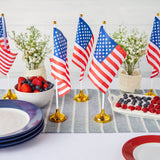 12-Pack Mini American Flags with Stand Base for Desk, Veterans, 4th of July, Memorial Day Small Miniature USA Desktop Centerpiece for Patriotic Home Office Table Party Decorations Juvale