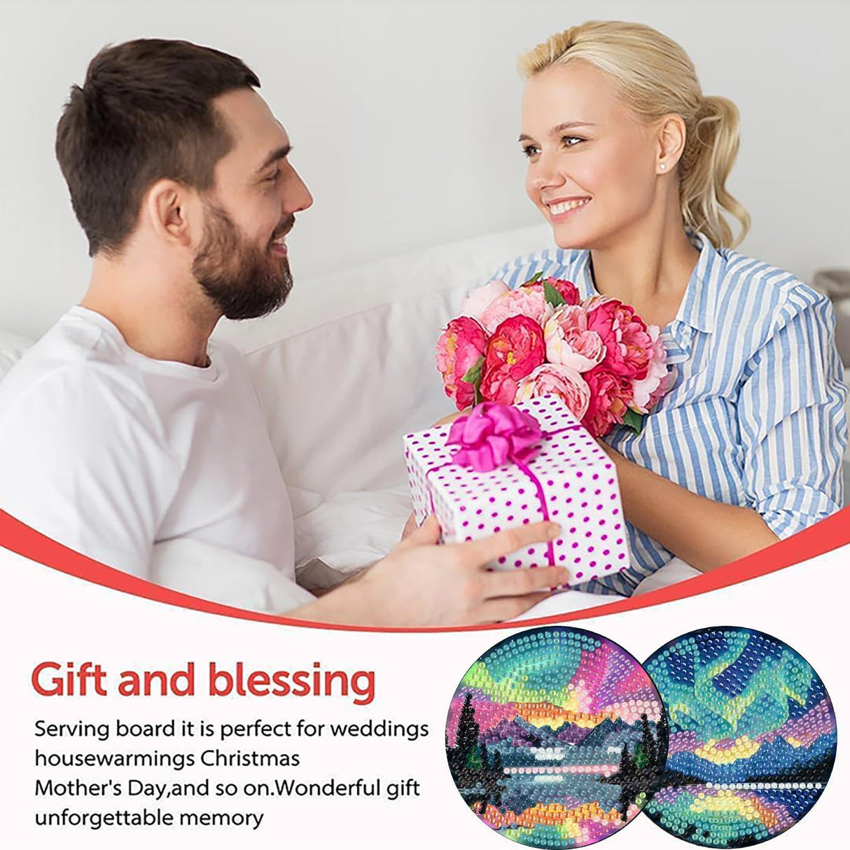 8 Pcs Aurora Diamond Art Coasters Kits with Holder, Landscape Diamond Painting Coasters Kits for Adults, DIY 5D Nature Scenery Diamond Dots Small Mini Kit Full Drill Art Craft Supplies 4X4 Inch askkqtx