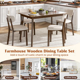 GOFLAME 5-Piece Dining Table Set for 4, Farmhouse Kitchen Table & 4 Upholstered Chairs with Rubber Wood Frame, Padded Seat, Curved Backrest, Space-Saving Dinette Set for Dining Room, Small Space GOFLAME
