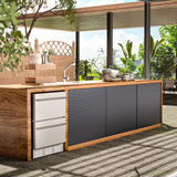 EUHOMY 24 Inch Under Counter Double Drawer Fridge, Weather Proof Stainless Steel Outdoor Beverage Refrigerator for Patio, Built-in Beverage Fridge for Home & Commercial Use Stainless Steel Silver EUHOMY