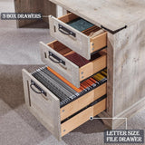 RedLemon 60" Farmhouse L Shaped Desk with Hutch, Wood Home Office Executive Desk with Drawer, Charging Station, File Drawer, Storage Cabinet, Rustic Writing Computer Desk (Light Rustic Oak) RedLemon