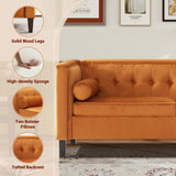 Dreamsir 78'' W Velvet Sofa, Mid-Century Love Seats Sofa Furniture with Bolster Pillows, Button Tufted Couch for Living Room, Tool-Free Assembly (Ginger) Dreamsir