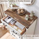 RedLemon Farmhouse 5 Drawers Dresser for Bedroom, Wood Tall Chest of Drawers with Thick Plank Styling, Rustic Closet Dresser for Bedroom, Living Room, Antique White RedLemon