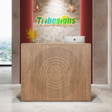 Tribesigns Reception Desk with Counter, Modern Front Desk Reception Room Table with Cable Grommet, 47 inch Retail Counter for Checkout, Lobby, Beauty Salon, Home Office Desk, Oak Tribesigns