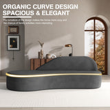 SumKea Luxury Modern Curved Sofa, 91'' Minimalist Style Comfy Couch for Living Room Apartment, 3 Wide Seat Modular, Elegant Gray SumKea