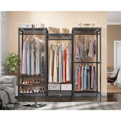 VIPEK V5 Portable Closet Wardrobe Heavy Duty Clothes Rack, Freestanding Clothing Rack with 4 Hang Rods & 8 Shelves, Adjustable Closet Rack, 68.9" L x 15.7" W x 76.4" H, Max Load 890LBS, Black - WoodArtSupply