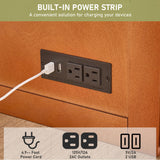 EDWINENE Queen Murphy Bed with Mattress Included, Murphy Bed Cabinet with Drawers and Charging Station for Small Spaces, Home Offices (Circular Pattern, Cherry) EDWINENE