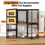 TIMHAKA Large Indoor Cat Catio, 4 Tier Outdoor Cat Enclosures House for Cats with Waterroof Roof, 3 Resting Rooms, 3 Platforms, Cats Catio Connect to Window with 2 Large Door, Feral Pet Shelter, Black TIMHAKA