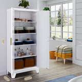 Washsemba 71'' Farmhouse Metal Storage Cabinet with Barn Doors,Steel File Cabinet for Home Office,Kitchen Pantry 4 Adjustable Shelves,Freestanding Cupboard for Kitchen,for Home Office,School (White) Washsemba