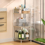 DAOUTIME Bathroom Standing Shelf, 3 Tier Free-Standing Shelf Units, Open Floor Shelves, Triangular Curved Corner Shelf Stand for Small Space, Ideal for Bathroom,Kitchen,Vanity Storage and Organizer DAOUTIME