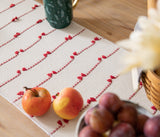 Caflife Christmas Table Runner 72 Inchs Long for Modern Farmhouse Room Home Christmas Decorations, Boho Red Table Runner, Natural Cotton Woven with Tassels for Holiday Kitchen and Dining Table Decor Caflife