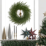 Dolicer Christmas Wreath - 24" Real Touch Norfolk Pine Wreath, Christmas Wreaths for Front Door Artificial Pine Green Wreath with Bell for Wall Windows Mantle Outdoor Outside Christmas Decoration Dolicer