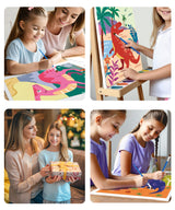 SUMGAR DIY Paint by Numbers Kit for Kids 4 Sets Cartoon Dinosaurs Paint by Numbers Christmas Gift for 8-12 Children Beginner 16x20 Inch Without Frame Acrylic Oil Painting Drawing Craft Work SUMGAR