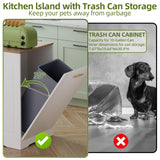 VALONDINO 46.5" Modern Kitchen Island with Trash Can Storage Cabinet, Rolling Kitchen Island Cart on Wheels with Open Side Shelves & Drawers, Storage Cabinet with Inner Adjustable Shelves, White-1 VALONDINO