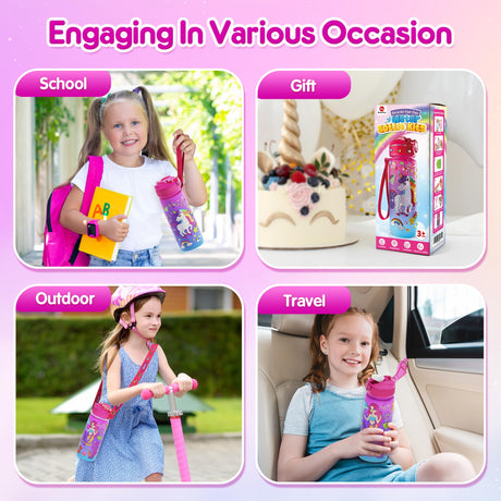 Mocoosy Decorate Your Own Water Bottle Kit for Girls, Art Crafts for Kids Ages 4-6-8-12, Unicorn & Mermaid Diamond Art Painting Toys Summer Craft Activity Birthday Gift Ideas for Girls 5-10 Years Old Mocoosy