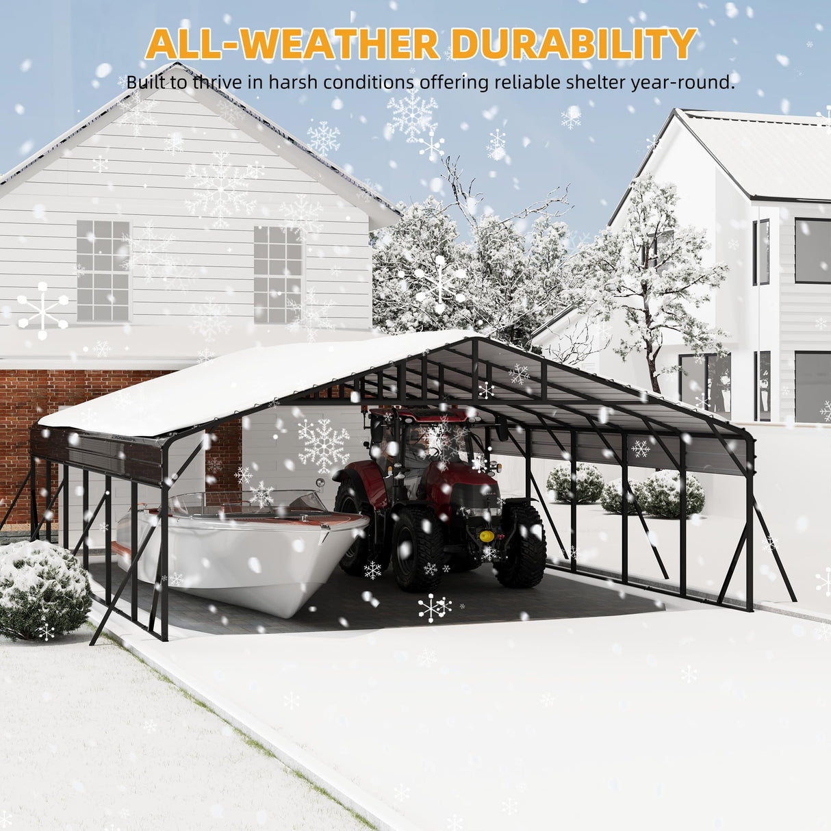 20 x 30 FT Metal Carport with Galvanized Steel Roof, Heavy Duty Metal Roof Carport with Enhanced Base, Tall MetalCarport Kits Garage for Tractors, Trucks, Boats, Cars Reljofum