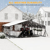 20 x 30 FT Metal Carport with Galvanized Steel Roof, Heavy Duty Metal Roof Carport with Enhanced Base, Tall MetalCarport Kits Garage for Tractors, Trucks, Boats, Cars Reljofum