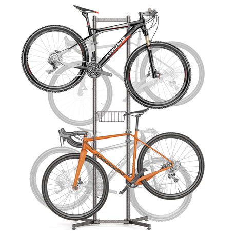 CXWXC 2-/4-Bike Storage Rack with Basket - Bike Rack Garage for Road, Mountain and Hybrid Bike Garage & Home (For 4 bikes) CXWXC