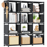 Mavivegue Book Shelf, 12 Cube Storage Organizer, DIY Bookcase, Metal Bookshelf,Tall Book case for Bedroom, Living Room,Office,Closet, Black Cubicle Rack Mavivegue