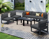 NICESOUL 8 Piece Modern Aluminum Patio Furniture Set Deep Seated, Extra Wide Modular Outdoor Sectional for 6 People, 500 lbs Heavy Duty L-Shaped Oversized Sofa Couch for Outside Backyard, Ember Black NICESOUL