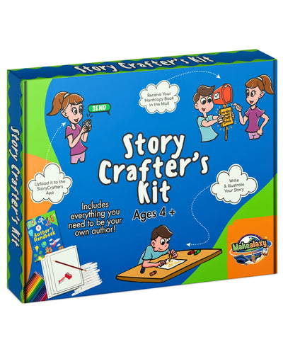Story Crafters - Book Making Kit for Kids - with Custom Printed Hardcover Storybook - Write Draw a Storybook - Gift for Creative Kids - Novel Writing Starter - Book Maker Drawing Kit - Boys Girls Art