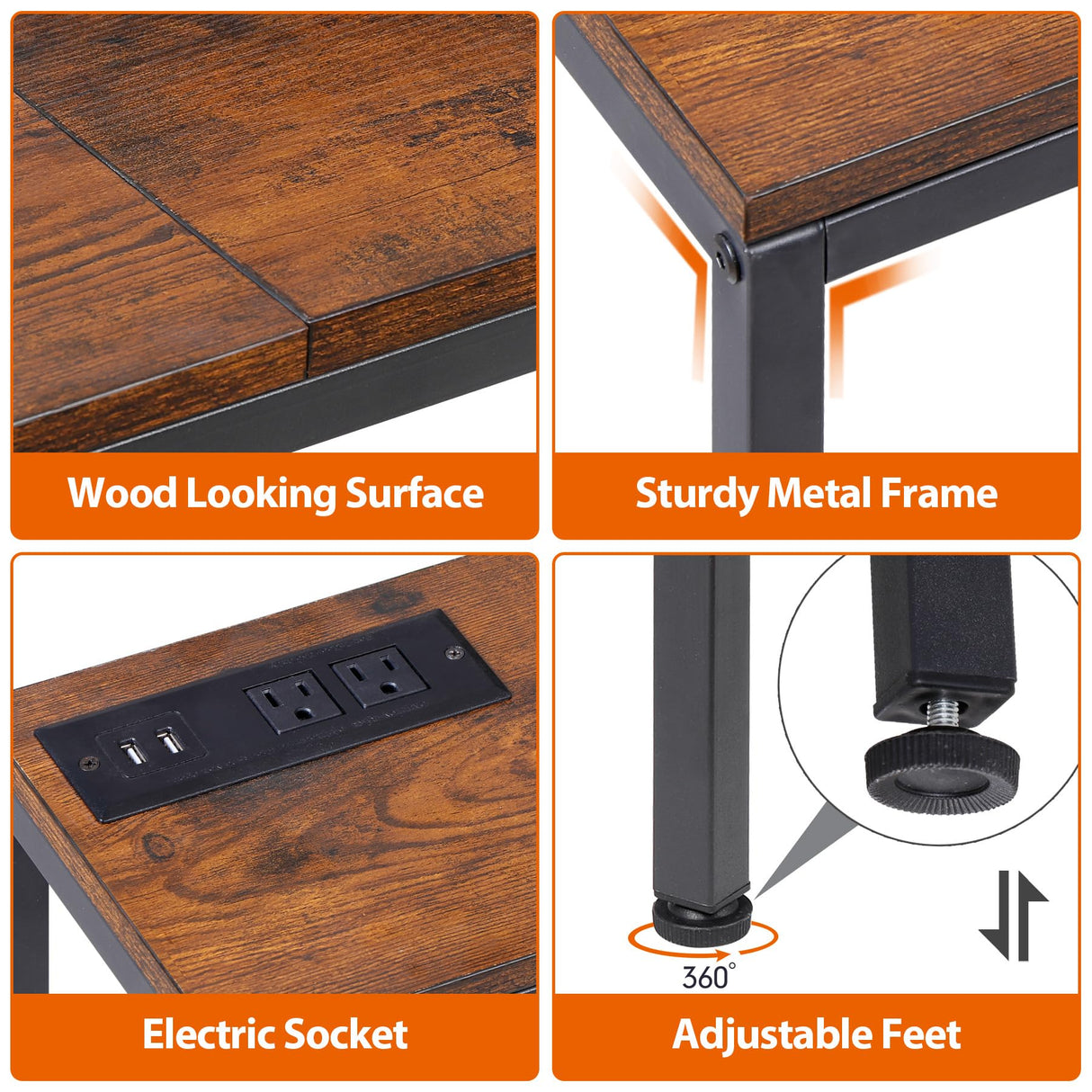 ZENY 70 Inch Console Table with Outlet, Narrow Sofa Table with Charging Station, Long Entryway Table, Hallway Table, Behind Couch Table for Living Room, Entryway, Foyer, Rustic Brown ZENY