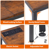 ZENY 70 Inch Console Table with Outlet, Narrow Sofa Table with Charging Station, Long Entryway Table, Hallway Table, Behind Couch Table for Living Room, Entryway, Foyer, Rustic Brown ZENY