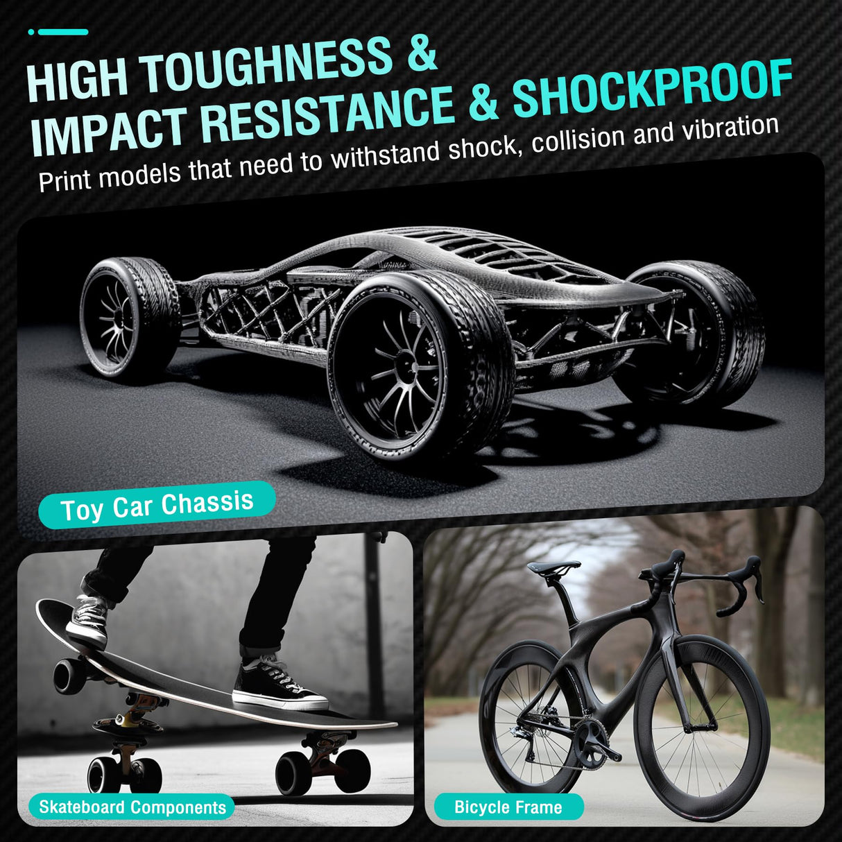 SUNLU 1KG PA6-CF 3D Filament 1.75mm, Heat Deflection Temperature up to 209°C, Made of 80% PA Nylon and 20% Carbon Fibers, Stiff & Strong & Heat Resistant, for Industrial Parts, Frosted Texture, Black SUNLU